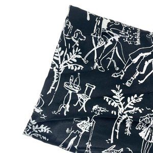 Vintage Hamil Group Fabric 84872 Black White Mod Line Art Illustration 70s Retro